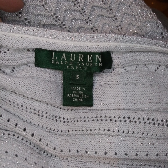 Lauren Ralph Lauren Sparkly Silver Intricate Knit Special Occasion Dress - Picture 9 of 12
